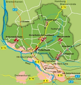 Karte des Landkreises Osterholz